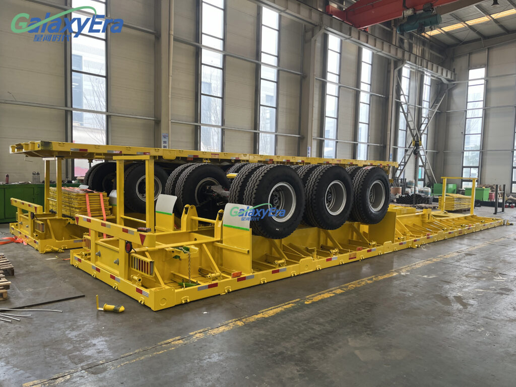 Heavy-duty 40 ton flatbed trailer side profile 3 axles