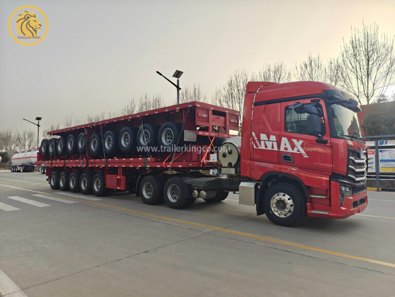 5 axle heavy duty flatbed semi trailer with removable gooseneck for 80t excavator transport